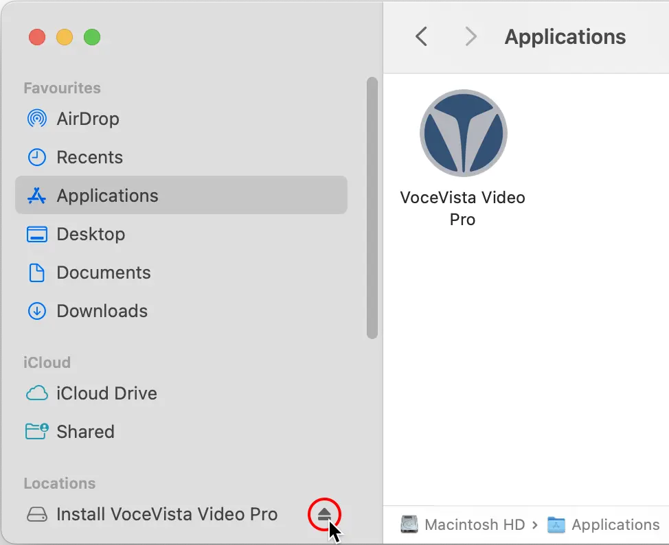 Ejecting the installer