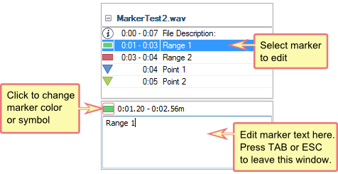 Editing Markers in the File / Marker List