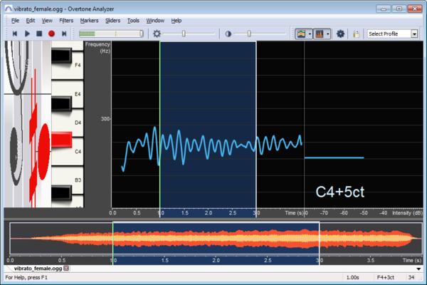 Select time range 1.0 to 3.0 seconds