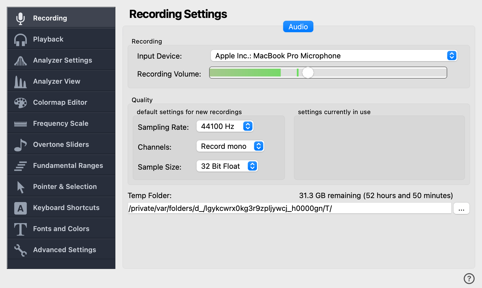 Recording Settings