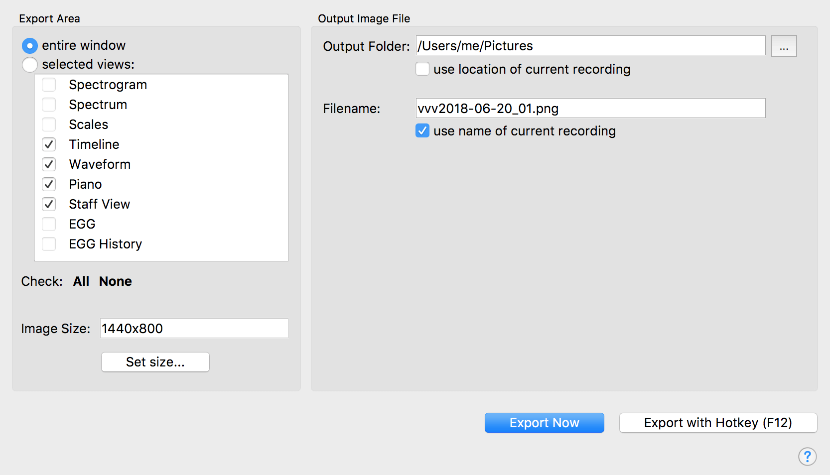 Export Screenshot Dialog