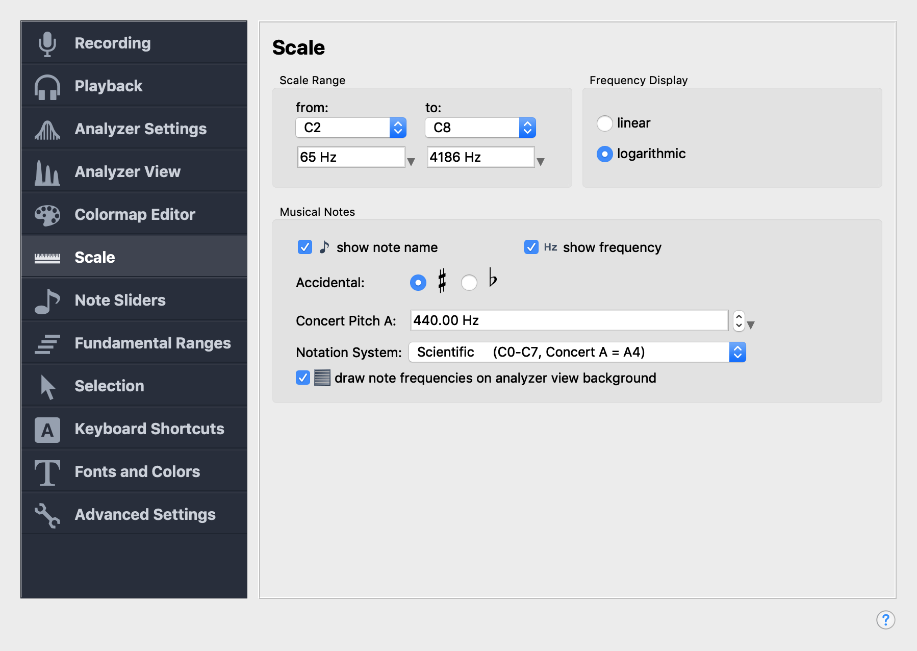 Scale Settings